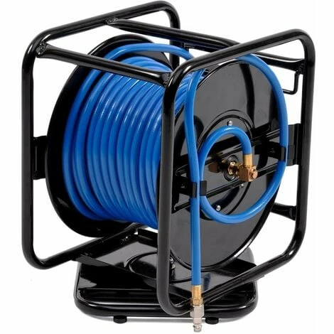Varan Motors - Var-AHR-01 Dévidoir - Enrouleur De Tuyau Pneumatique Portable En Acier 30m 12bar Rotation à 360° - Bleu 3 Varan Motors - Var-AHR-01 Dévidoir - Enrouleur De Tuyau Pneumatique Portable En Acier 30m 12bar Rotation à 360° - Bleu