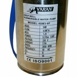 Varan Motors - 4SM3-6F Pompe à Eau Immergée Pour Puits Profond Ou Forage, 4m³/h - 34m, 370Watt, Rotor INOX - Gris -VARAN MOTORS Soldes Magasin 138845 5