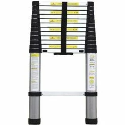 Varan Motors - DLT212E Echelle Télescopique En Alu De 3.80m, 13 échelons SOFT CLOSE: Fermeture Progressive - Gris