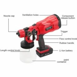 Varan Motors - CP32380 PIstolet à Peinture Sans Fil 800ml Pulvérisateur Avec Batterie 20v 2Ah Et Chargeur - Rouge -VARAN MOTORS Soldes Magasin 44830848 4