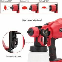 Varan Motors - CP32380 PIstolet à Peinture Sans Fil 800ml Pulvérisateur Avec Batterie 20v 2Ah Et Chargeur - Rouge -VARAN MOTORS Soldes Magasin 44830848 5