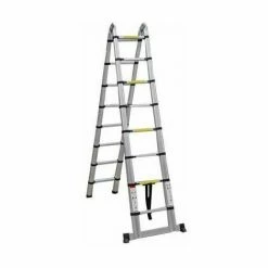 Varan Motors - DLT708B Echelle Télescopique Multi-fonctions En Alu De 5.00m, 16 échelons - Gris